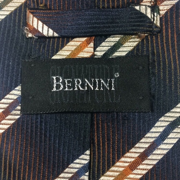 Vintage Bernini Rainbow Plaid Striped Silk Tie - Picture 3 of 5